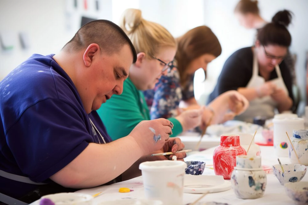 People participating in an art class