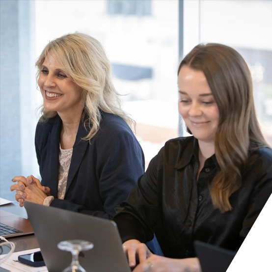 Women discussing at table