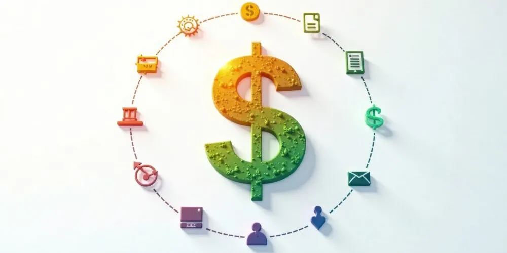 Dollar sign surrounded by other symbols