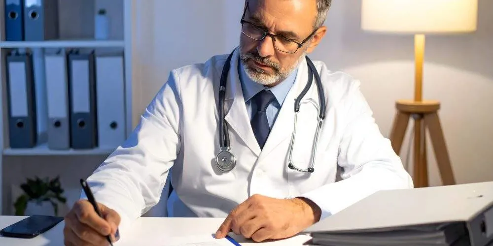 Doctor doing paperwork